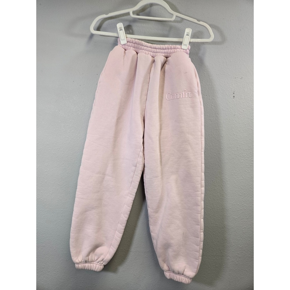 Comfrt Pink Fleece Jogger Sweatpants Elastic Waist Loungewear Large